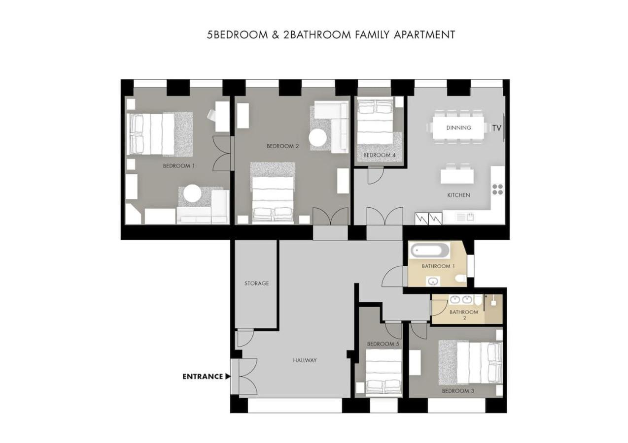 5Br 2Bath Family Apt 5Mins To Wenceslas Square Prag Exteriör bild